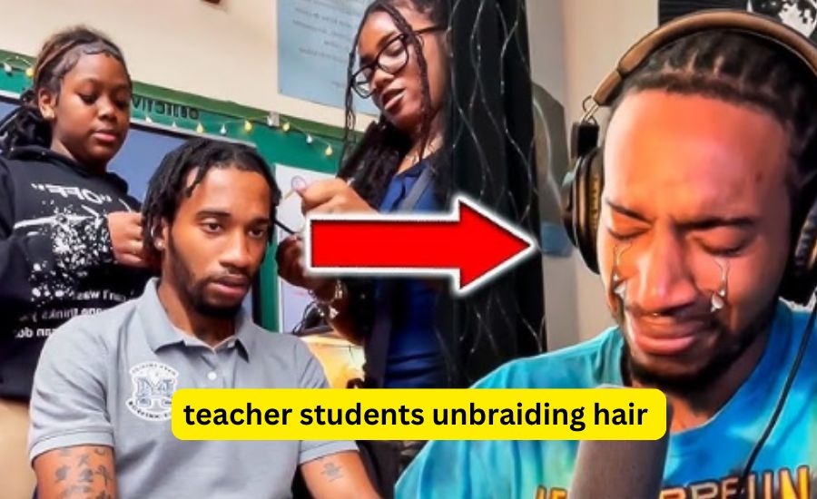 teacher students unbraiding hair 