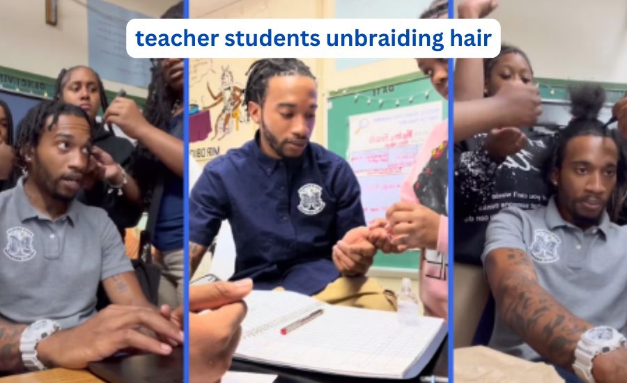 teacher students unbraiding hair