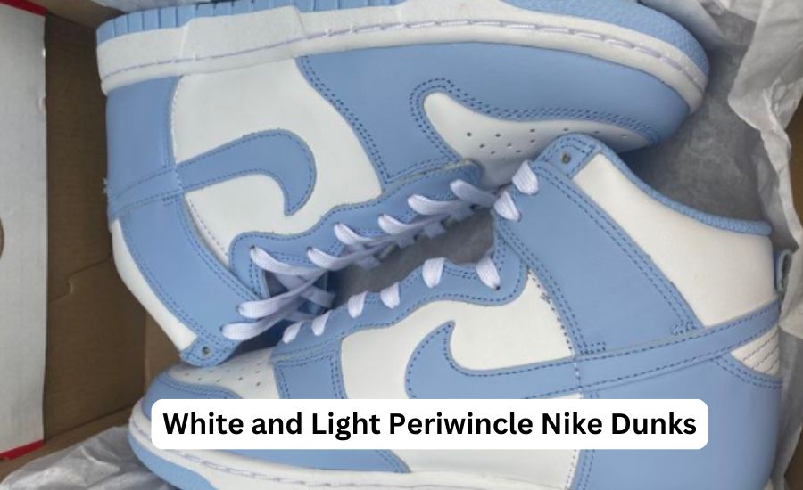 White and Light Periwincle Nike Dunks