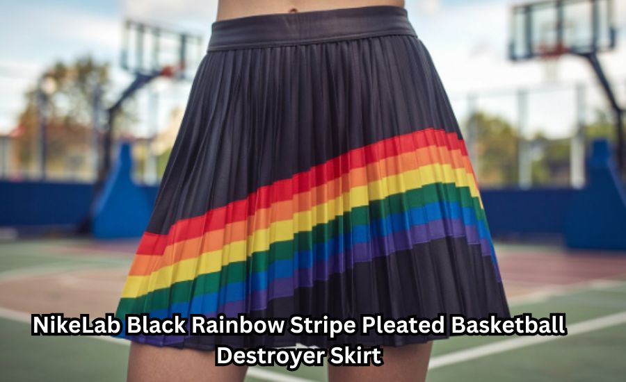 NikeLab Black Rainbow Stripe Pleated Basketball Destroyer Skirt