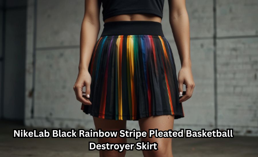 NikeLab Black Rainbow Stripe Pleated Basketball Destroyer Skirt