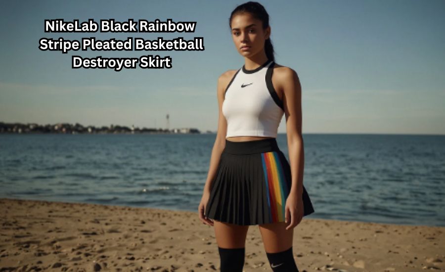 NikeLab Black Rainbow Stripe Pleated Basketball Destroyer Skirt