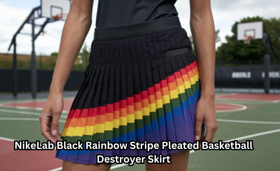 NikeLab Black Rainbow Stripe Pleated Basketball Destroyer Skirt